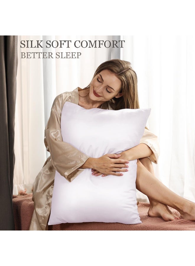 Adubor 100% Silk Pillowcase - Mulberry Silk Pillow Cases, 23 Momme 6A Grade Fibers, Silk Pillow Case for Hair and Skin Health, with Hidden Zipper (Queen 20''x30'', White, 1PC) - Image 2